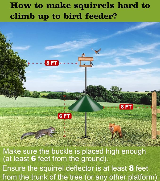 19 Inch Wide Squirrel Baffle for Bird Feeder Pole, Outside Pole Mount Stopper & Bird House Guard for Outdoor Shepherd’s Hook, Green, 1 Pack