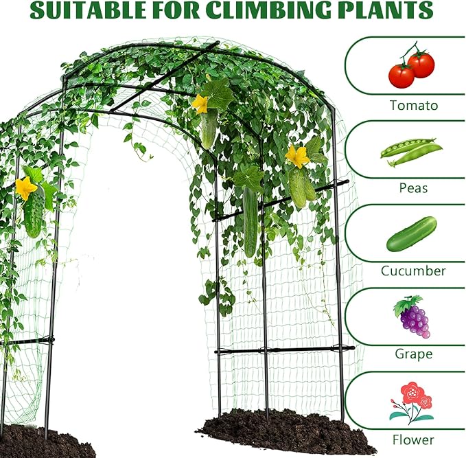 Tall Garden Arch Trellis for Climbing Plants, 87in Tall Metal Plant Support Trellis Archway for Climbing Plant Vegetables Cucumber, Outdoor Yard Lawn Garden Arch Tunnel Trellis