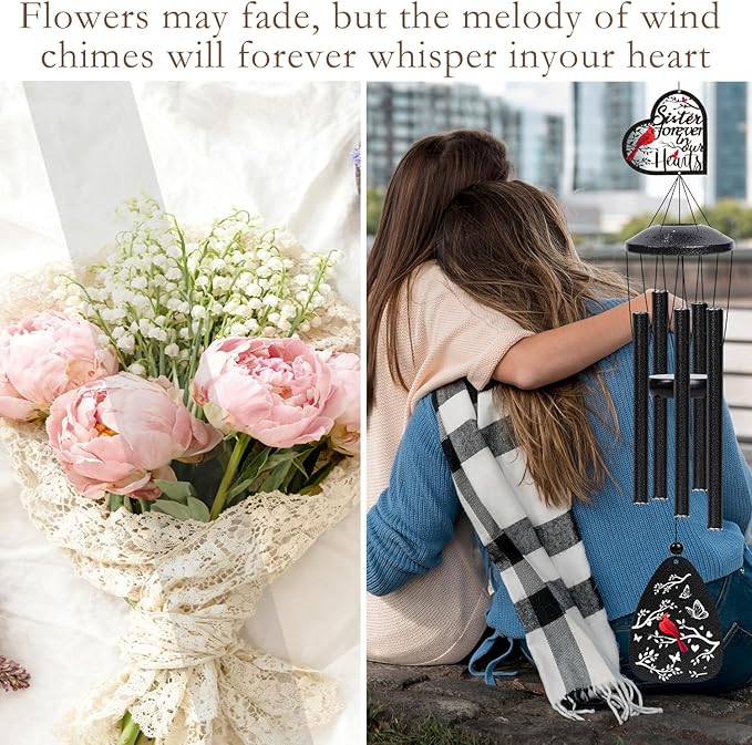 Memorial Gifts for Loss of Sister - Memorial Wind Chimes for Loss of Sisters Sympathy Bereavement Remembrance Gift in Memory of Sister for Home Outdoor Garden Patio Condolence