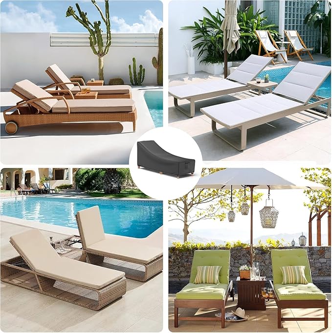 Mrrihand Chaise Lounge Cover, Patio Furniture Covers, Patio Lounge Chair Cover Waterproof and UV Resistant, Heavy Duty Outdoor furniture covers with Air Vent 2 Pack - 84L x 32W x 32H inch