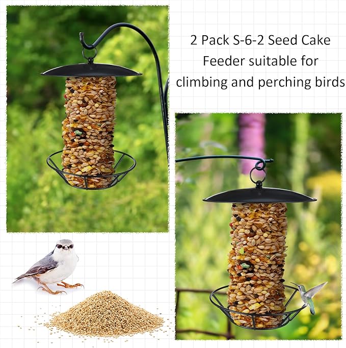 2 Pcs Cylinder Bird Feeder Outdoor S-6-2 Seed Cake Feeder Metal Suet Cake Holder Backyard Wild Birdfeeding Bird Feeders for Outdoors Garden