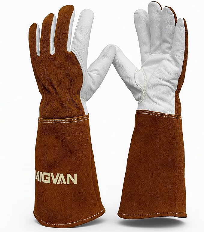 Leather MIG Welding Gloves, 16 Inches IN L/XL/XXL, Heat Resistant and Fireproof Stitching Gloves for Stick, Mig, Tig, Forge, BBQ, Grill, Fireplace, Wood Stove, Furnace, Oven, Pot
