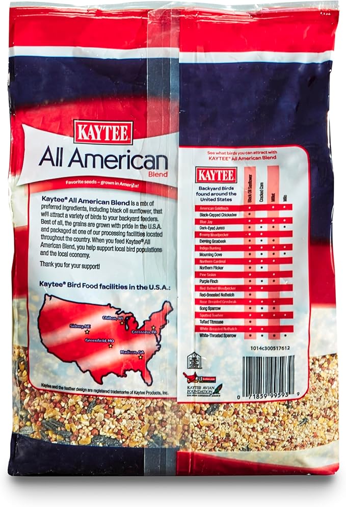 Kaytee All American Wild Bird Food Seed Blend for Cardinals, Blue Jays, Finches & Other Outdoor Wild Birds, 5 Pounds