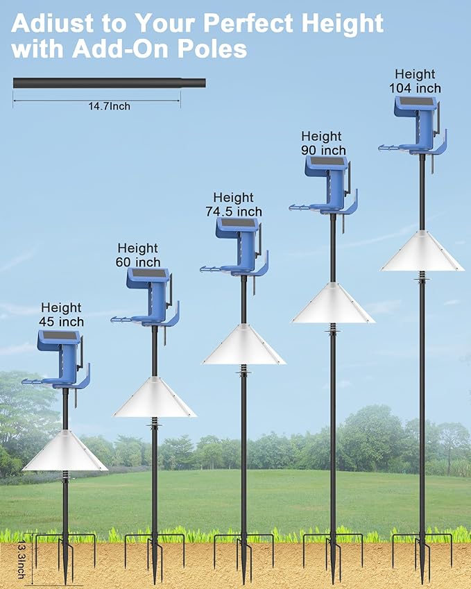Bird Feeder Pole with Squirrel Baffle - 104 Inch Bird House Pole for Outdoors Heavy Duty, Squirrel Proof Baffle with Stainless Steel Spring for Better Defense, Slip-Fit Connection