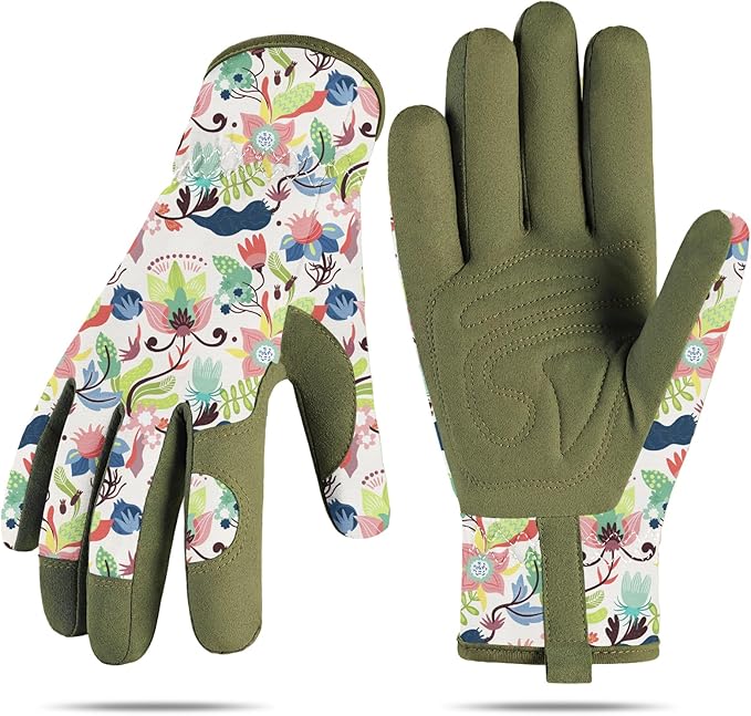 Baidast Garden Gloves, Breathable Leather Gardening Gloves Thorn Proof for Digging, Planting, Pruning