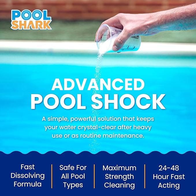 POOL SHARK 68% Calcium Hypochlorite Pool Shock - 12 Pack Chlorine Granules - 1 lb Bags - Swimming Pool Shock for Inground and Above Ground Pool Treatment