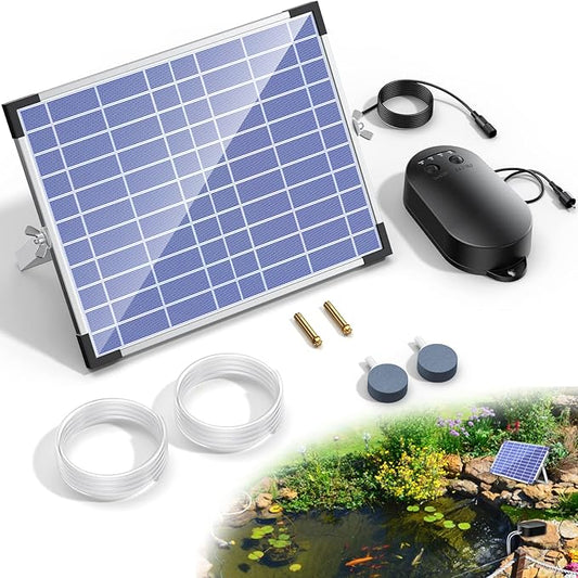 NFESOLAR 15W Large Solar Pond Aerator, Solar Aerator for Ponds with 4400 mAh Battery Backup and 2 Air Outlets, Low Noise Solar Air Pump Outdoor for Koi Pond Fish Tank Hydroponics