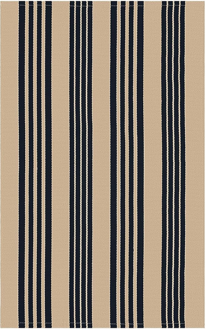 KOZYFLY Striped Front Door Mat 3x5 Ft Brown and Black Front Door Rug Cotton Washable Indoor Outdoor Rug Doormats Outdoor Striped Area Rugs for Kitchen Entryway Front Porch