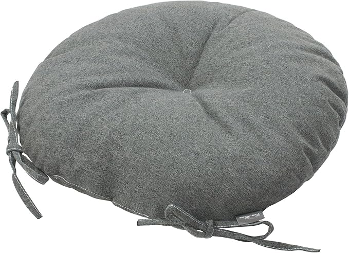 Bistro Chair Cushions 15 inch,Set of 2,Tufted Round Chair Cushions with Ties,15"x15"x4",Water Resistant Round Seat Cushion for Barstool Chairs,Patio Garden Kitchen Outdoor Furniture(Dark Gray)