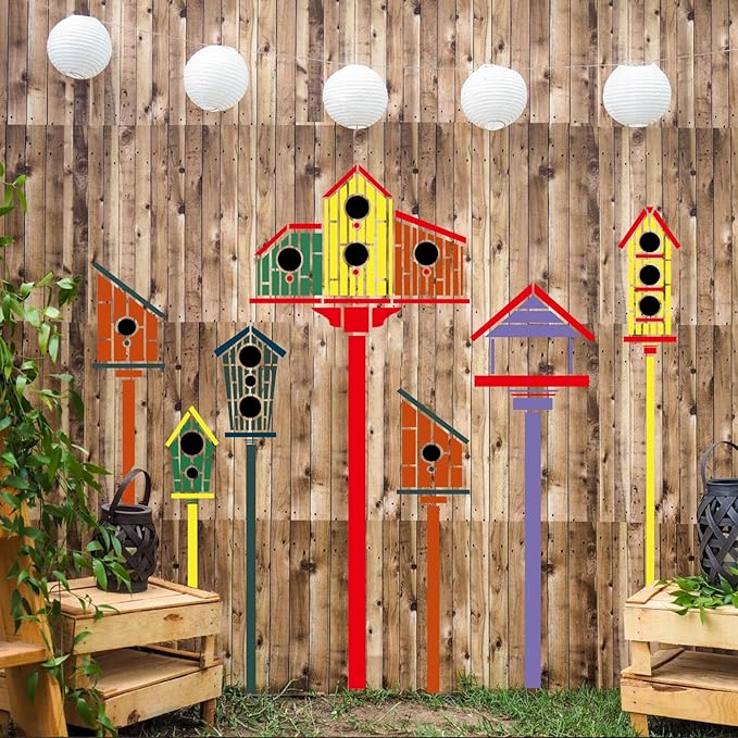 Garden Fence Stencils for Outdoor Large Bird House Stencils Reusable Drawing Stencil for Garden Fence Room Wall Wood Furniture