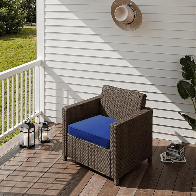 Outdoor Chair Cushions 17 x 16 x 2 Inch, Waterproof & Fade Resistant Patio Seat Cushion for Furniture with Handle and Ties, Thick Seating Pads for Outside Sofa Couch Set of 2, Blue
