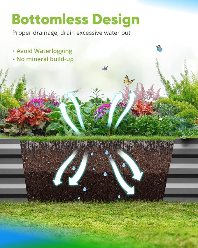 Quictent Galvanized Raised Garden Bed with Crop Cage Plant Protection Net Tent and Shade Cloth Kit Metal Planter Box Bottomless Planting Vegetables Outdoor Backyard Included T Tags Wing Nuts 8x4x1 Ft