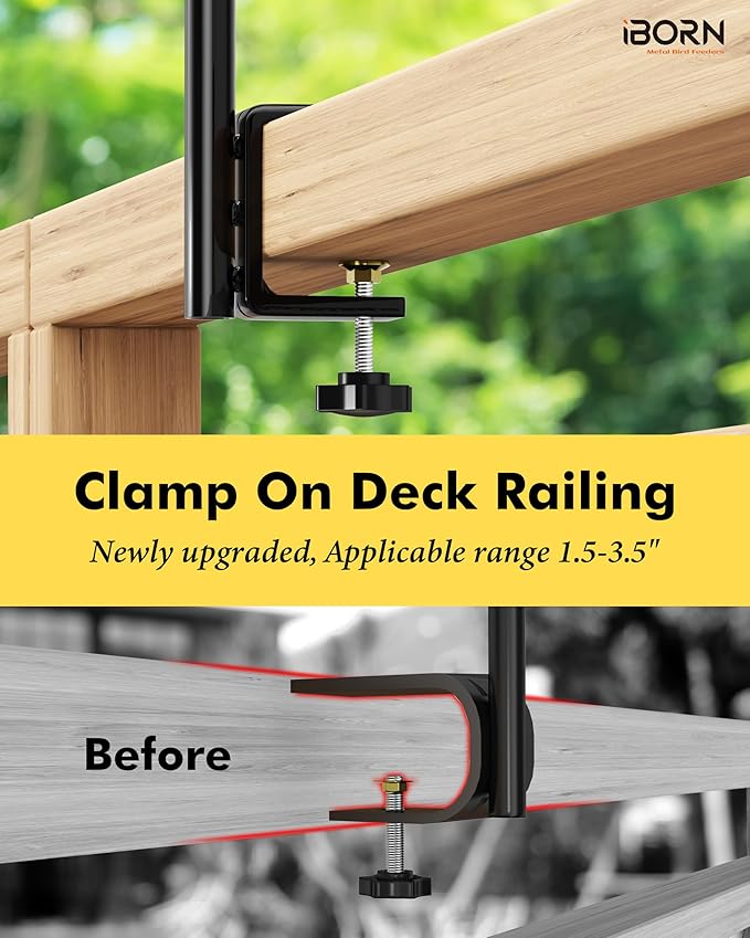 iBorn Bird Feeder Hook for Deck Railing Outside Hanging for Hummingbird Feeders Deck Hanger,3 Hooks 360 Degree Swivel,Attracting Birds Shepard Hook for Bird Feeders (Feeders are Not Included)