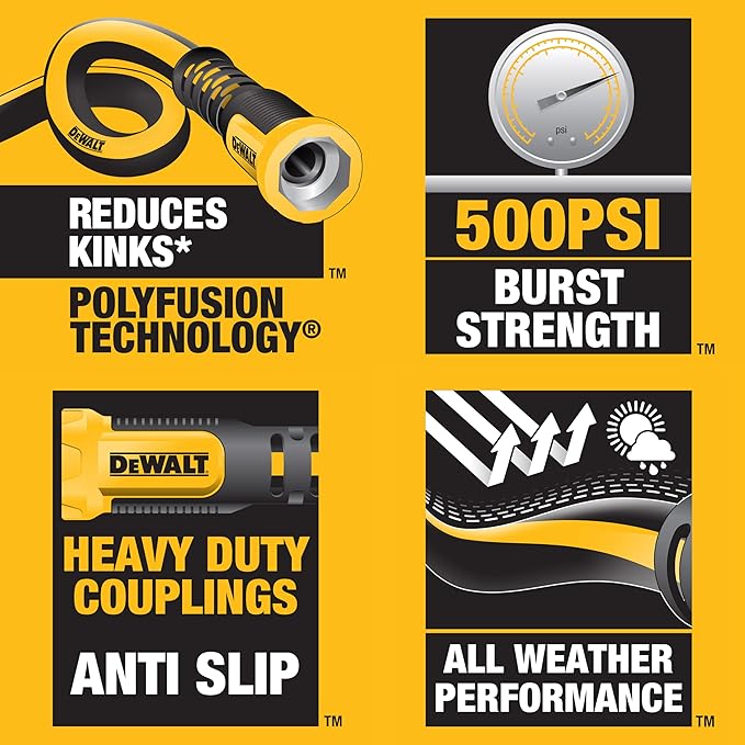 DEWALT Professional Grade Heavy Duty Garden Hose 100 Feet x 5/8 Inch
