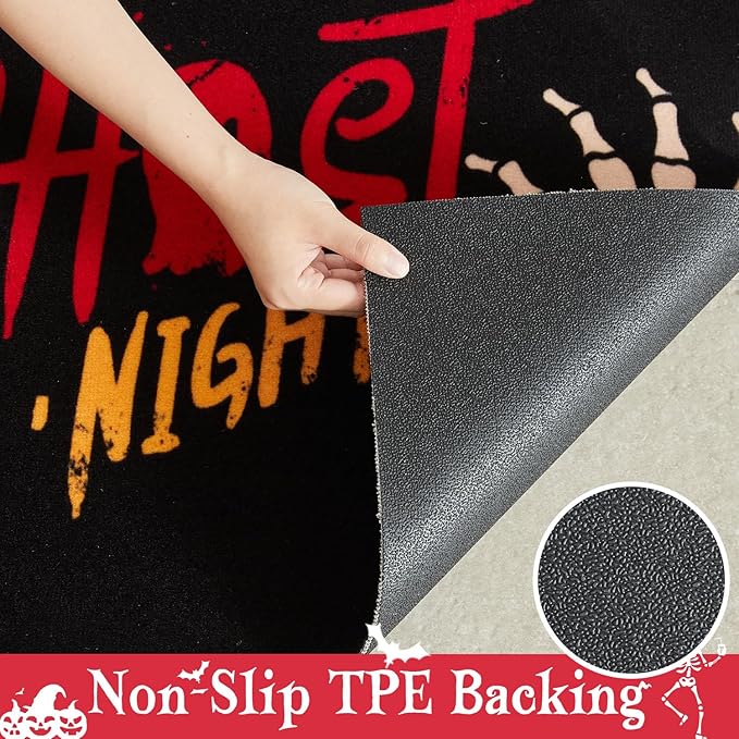 Skeleton Front Door Mat Indoor Outside Entrance, Heavy Duty Dirt Trapper Doormat with Non Slip Backing Entryway Mat for Front Back Door, 24'' x 36'', Skeleton Black