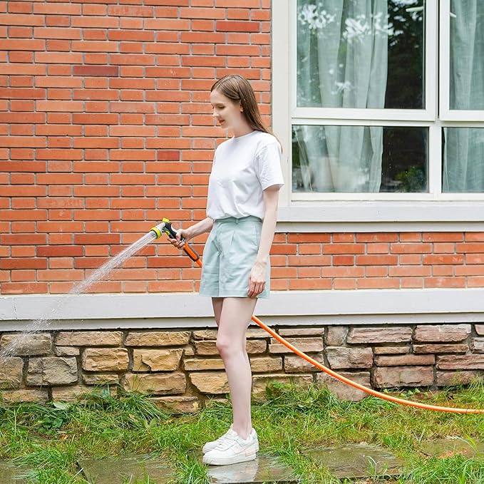 Fevone 35 ft Kink Free Garden Hose with Swivel Handle, All Weather Flexible, Heavy-Duty & Durable, Leak-Free Connection