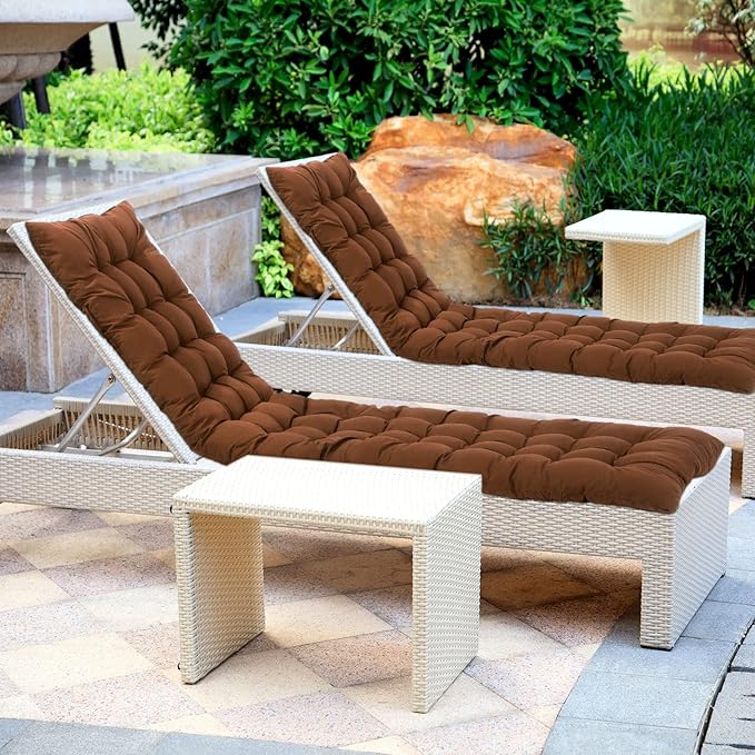 Bucherry 67 x 19 Inch Chaise Lounge Cushions Soft Lounge Chair Cushion Gravity Chair Cushion Sofa Lawn Furniture Cushion Pad with 6 Tie for Outdoor Indoor Patio Home Without Headrest (Coffee,2 Pcs)