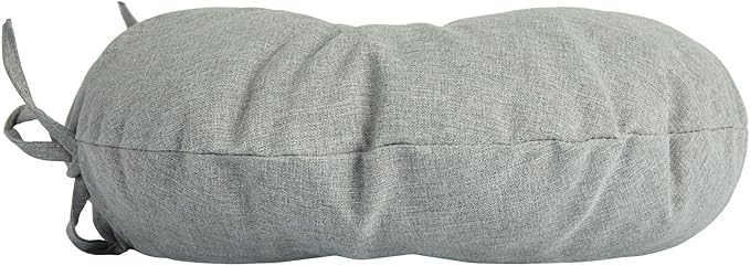 Magpie Fabrics Outdoor 15"x15"x4" Round Bistro Seat Cushions with Ties Set of 2, Tufted Waterproof Patio Floor Chair Pads for Home Garden Balcony Kitchen Office Porch, Grey