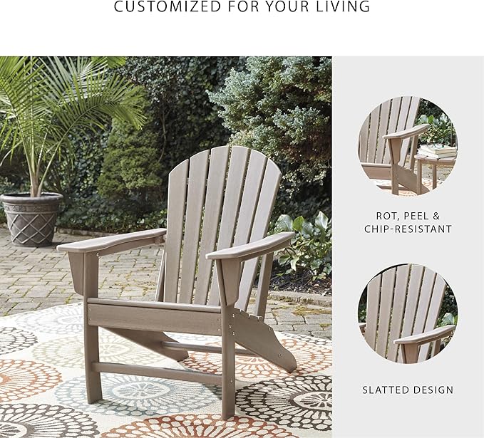 Signature Design by Ashley Sundown Treasure Outdoor Patio HDPE Adirondack Chair, Light Brown