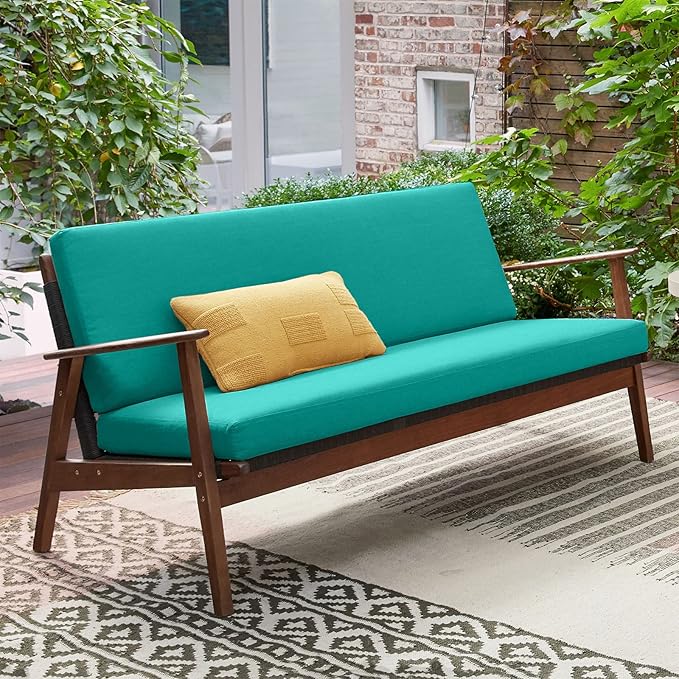 idee-home Outdoor Bench Cushion Waterproof, Bench Cushions for Outdoor Furniture, Patio Porch Swing Replacement Seat Pad with Ties for Garden Backyard, 40 x 18 Inch