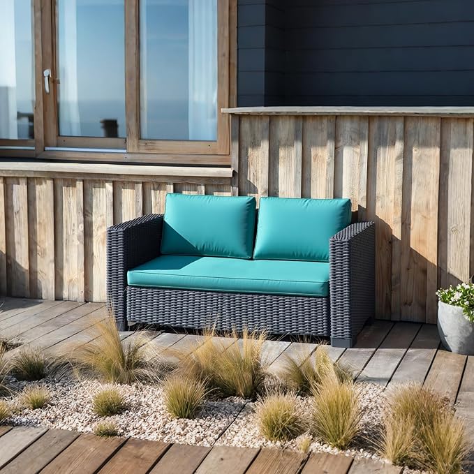Outdoor Loveseat Cushions, 48 x 24 x 4 Inches Waterproof Fade Resistant Cushion Set for Couch, Bench and Swing