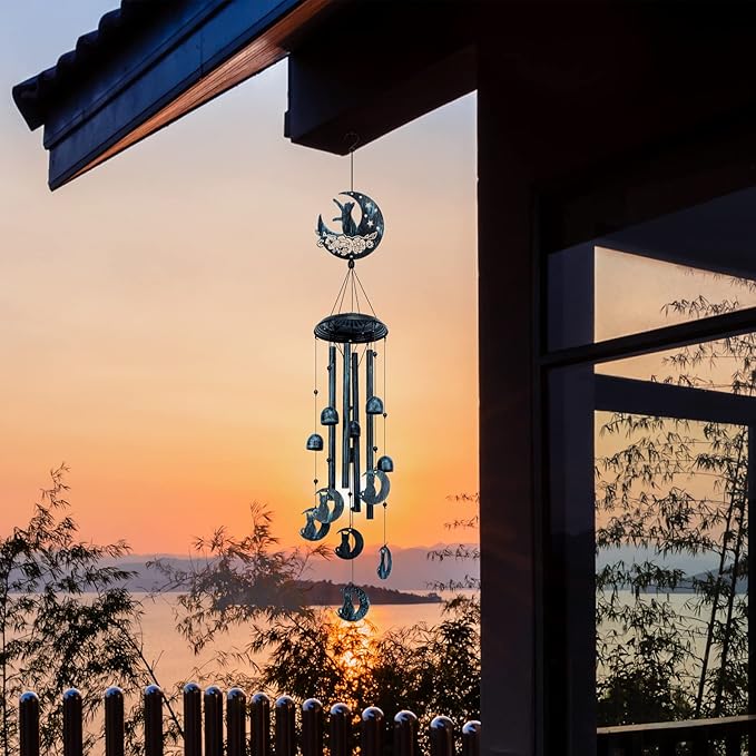 LESES Wind Chimes, Cat Memorial Wind Chime for Outside Cat Lover Gifts for Women Grandma, 35" Sympathy Wind Chimes Outdoor Clearance Home Garden Decoration Windchimes for Yard, Patio