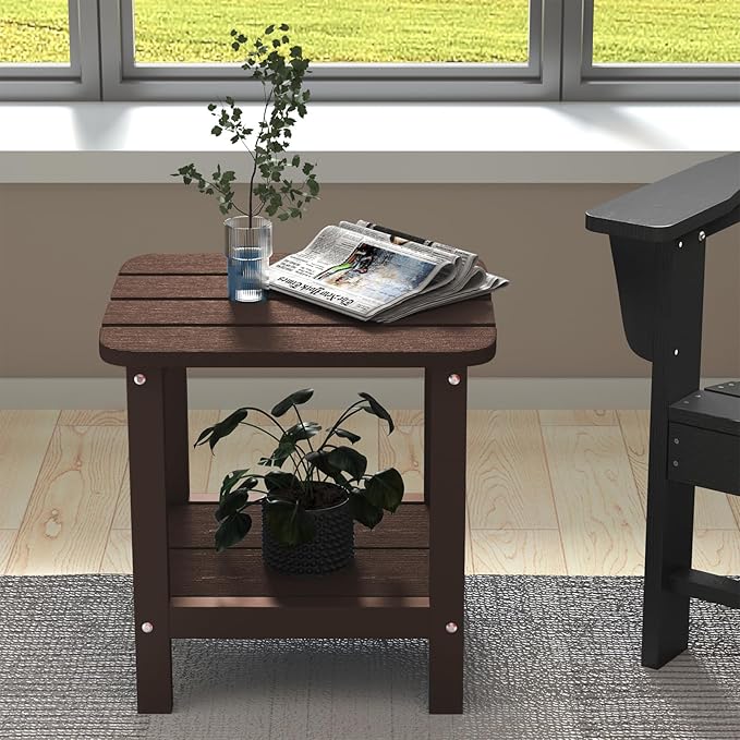 SERWALL Double Adirondack Side Table Set of 2, Rectangular End Table, Coffee