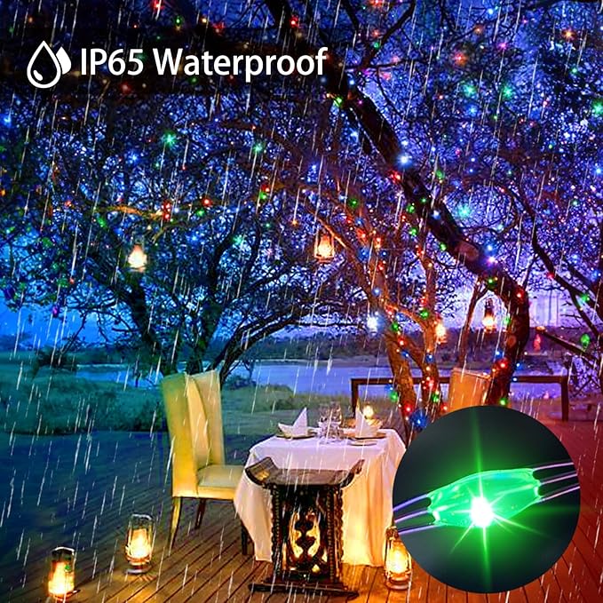 403 FT 1200 LED Christmas Fairy Lights Plug in Xmas Lights Outdoor Decorations Waterproof String Lights with Timer 8 Modes Memory Twinkle Lights for Holiday Wedding Party Garden-Multicolored