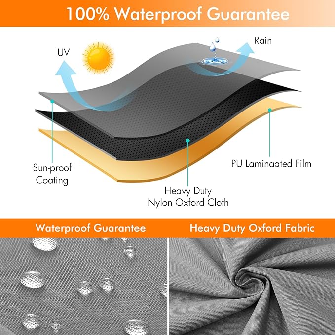 WLEAFJ Outdoor Chair Covers Waterproof, Gray Lawn Patio Furniture Covers, Heavy Duty Wicker Garden Sofa Chair Cover, 2 Pack - 31.5" W x 33.5" D x 36" H