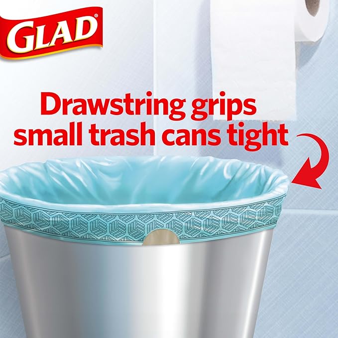 Glad Small Trash Bags 4 Gallon, Febreze Beachside Breeze Garbage Bags, Odor Resistant with Drawstring, 34 Count (Pack of 2)