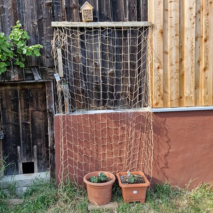 Jute Trellis Netting - Jute Netting for Garden, Heavy Duty Plant Support Netting for Climbing Plants, Cucumber, Vine, Fruits & Vegetables, Climbing Vining Plants (3.3 Ft X 6.6 Ft, 5.9 Inch Squares)