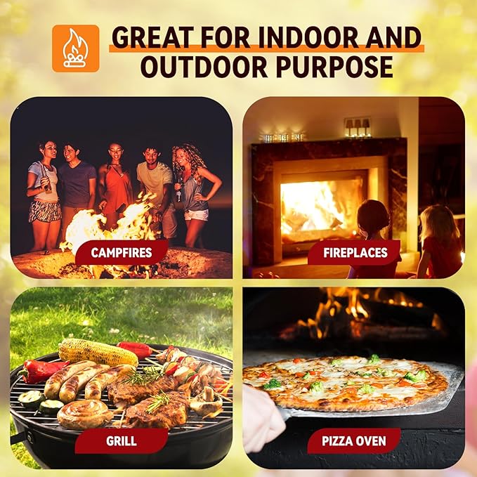 Realcook Natural Fire Starter for Campfires: All Weather Firestarters - Odorless Charcoal Starters for Grill | Fire Pit | Indoor Fireplaces | BBQ | Wood Stove | Smoker - 72 Counts