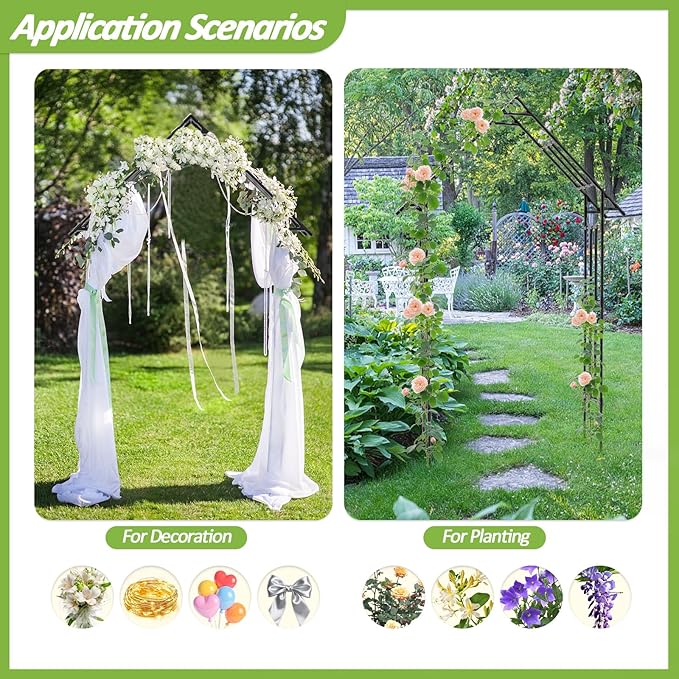 Garden Arch Trellis - L:48", H:98", W:16", Gothic Arch Trellis with Reinforced Frame, Garden Arch Trellis for Climbing Plants Outdoor, Garden Arch for Backyard, Patio, Lawn, Balcony
