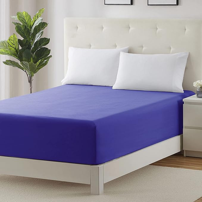 Clara Clark Deep Pocket Twin Fitted Sheet Fits up to 21 Inch Mattress - Super Soft Twin Fitted Sheet Only, Fade, Stain Resistant - Royal Blue Fitted Sheet Twin Size,
