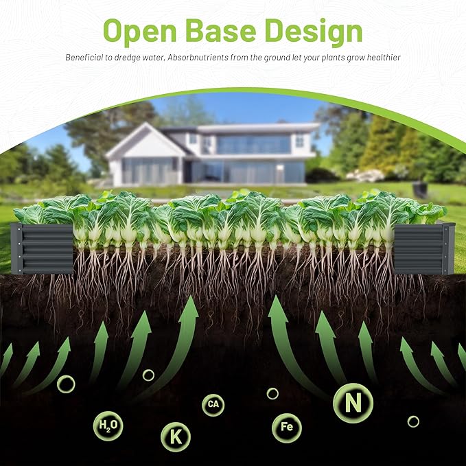 2PCS 8x4x1FT Galvanized Raised Garden Bed Kit, Galvanized Planter Raised Garden Boxes Outdoor, Large Metal Raised Garden Beds for Vegetables-Grey