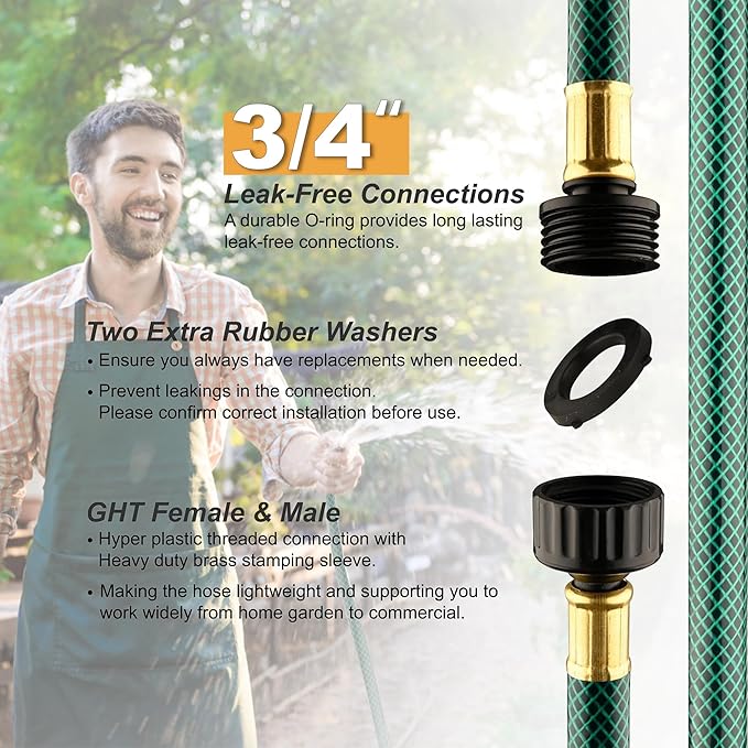 Leader Hose for Outdoor Garden Connection: 4FT 1/2" Short Hose with Male to Female Fittings Leakproof and No Kink for Faucet Extension Drip Irrigation