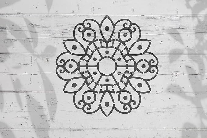 YKW 9 Pack Geometric Flower Mandala Stencils for Painting on Wood, Canvas, Wall & Furniture - 6x6 Inch Laser Cut Reusable Templates for DIY Home Decor, Floors & Tiles