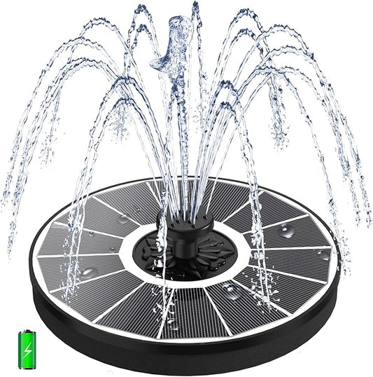 Yzert Solar Fountain with 2000 mAh Battery Backup Works in Cloudy, Glass Solar Powered Bird Bath Fountains with 7 Nozzles, 3.5 W Solar Fountain Pump for Birdbath,Garden, Outdoor, Pond (White)