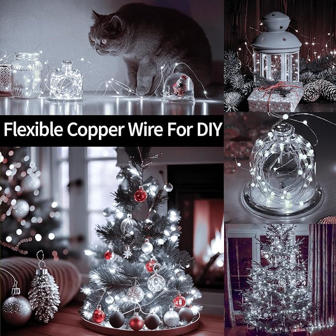 JXLEDAYY 403 FT 1200 LED Christmas Fairy Lights Plug in String Lights Outdoor Decorations Waterproof with Timer 8 Modes Memory for Holiday Wedding Party Garden-Cool White