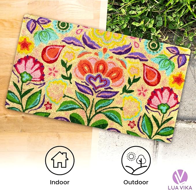 Coir Doormat, Front Door mats Outdoor, Funny Welcome mat Outdoor, Front Door mat for Home Entrance, Door mat Outside Entrance, Welcome mat Indoor 16"x27.5" (Dalias)