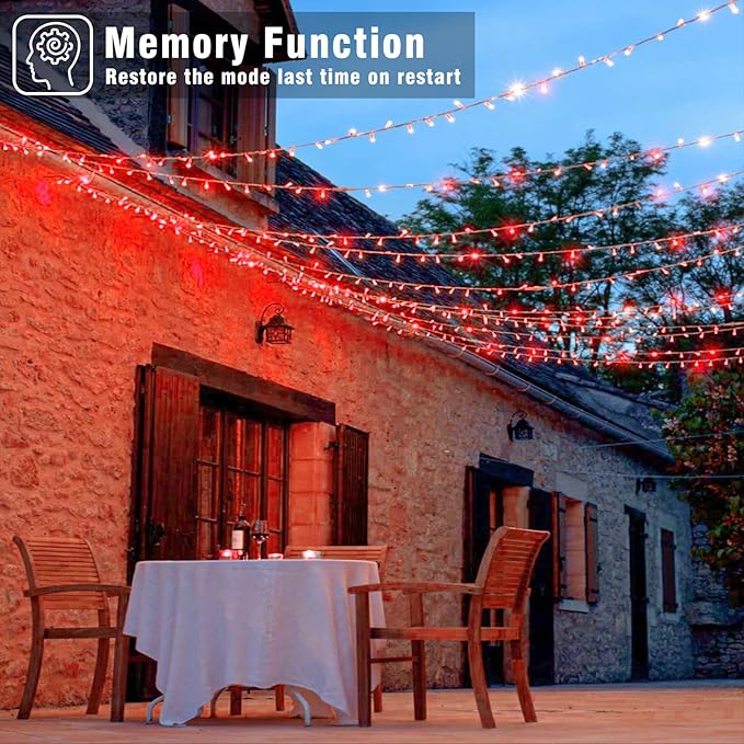66FT 200 LED Outdoor String Lights, Connectable Valentines String Lights Waterproof with 8 Modes, Plug in Twinkle Fairy Lights Clear Wire for Indoor Bedroom Home Wedding Patio Decorations, Red