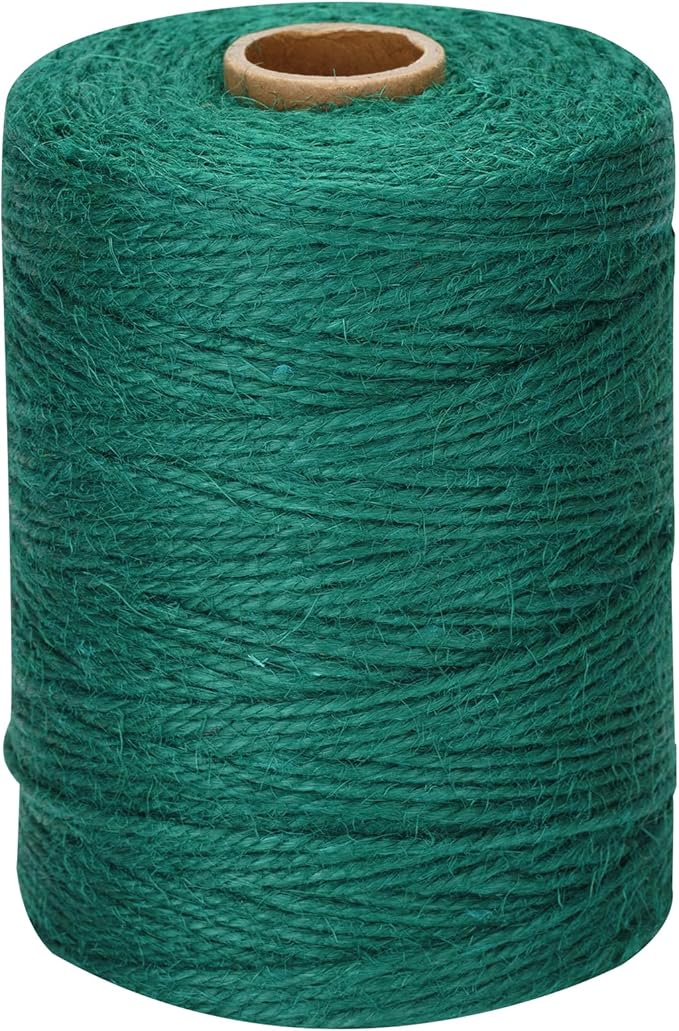 jijAcraft Garden Twine 656 Feet, 2mm Green Jute Twine String, Green Decorative Jute Cord,Heavy Duty Green String Rope for Gardening,Floristry Bundling,Craft,Gift Wrapping