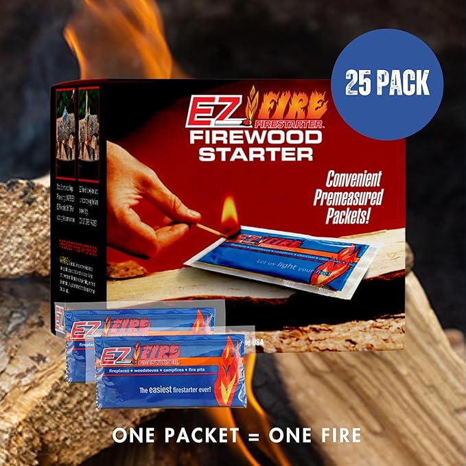 – All-Natural Fire Starters for Campfires, Fire Pits, BBQs & Fireplaces – Long Burning, Weather-Resistant, Non-Toxic & Easy to Light | 25 Pack