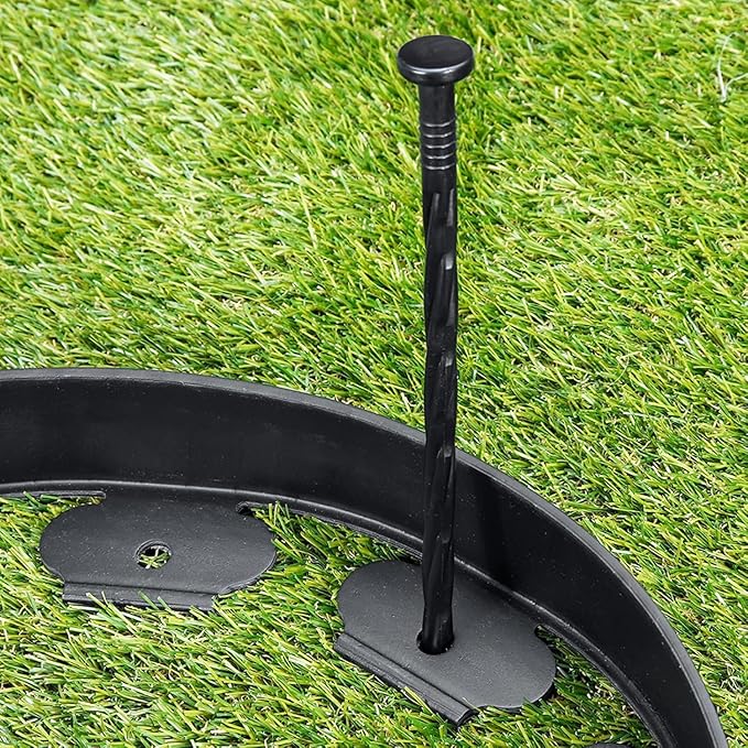 Landscape Edging Stakes, 170 Pcs 8" Plastic Garden Spikes, Spiral Nylon Anchoring Spikes for Paver Edging, Weed Barriers, Artificial Turf, Tent, Grass Pathway and More, Black