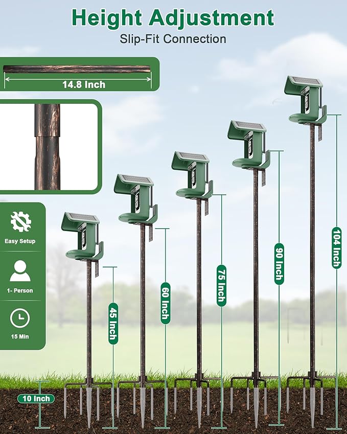 Bird Feeder Pole – 104 Inch Height Bird House Pole with 1-Inch Dia Heavy Duty for Birdfeeders, Feeding Stand with Mount Kit for Outdoor, Slip-Fit Connection, Copper Brushed