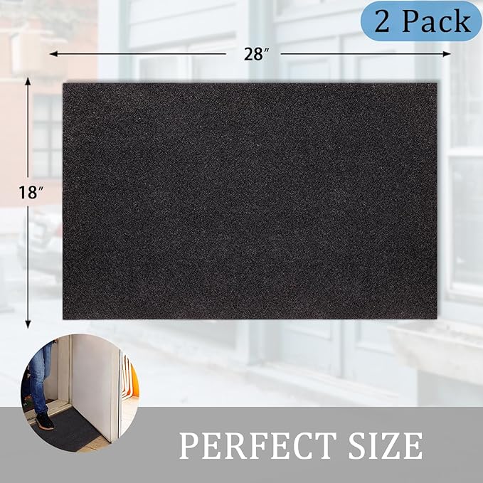 AAZZKANG 2 Pack Front Door Mat Outdoor Indoor Welcome Doormat with Non Slip Backing Multipurpose Blank Mats Ultra Absorb Mud Easy to Clean Utility Mat for Entrance,Home Black