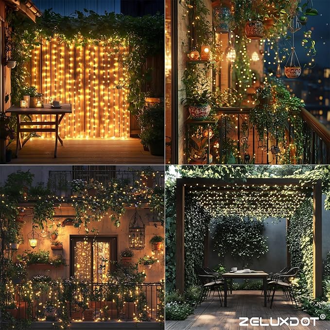 Fairy Lights Plug in,200FT 600LEDs Waterproof Led String Lights,8 Modes Remote Twinkle Light for Outdoor Indoor Christmas Wedding Birthday Garden Party Decorations,Green Wire,Warm White