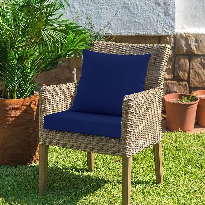 24x24 Inch Outdoor Cushions for Patio Furniture, Waterproof Outdoor Chair Cushions w/ Fade-Resistant, Removable & Machine-Washable Cover, Deep Seat Sofa/Couch Pad Replacement – Set of 1/2/4, Navy Blue