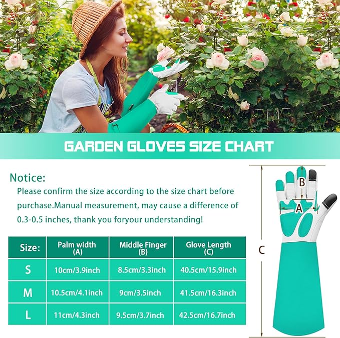 Long-Gardening-Gloves for Women/Men - Thorn Proof Rose Pruning Gloves Heavy Duty Gauntlet, Best Garden Gifts for Gardener-S