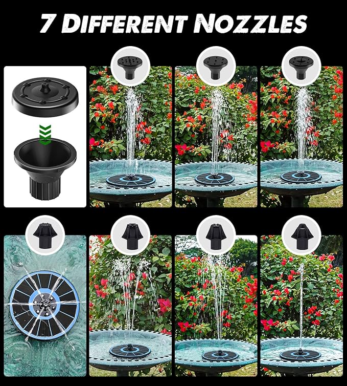 Yzert Solar Fountain Glass Panel with 2200 mah Battery, 3.5W Floating Solar Water Fountain with 4 Fixed Rods, Solar Pump for Bird Bath, Garden, Pond, Pool, Outdoor (Blue Panel Colorfu Lights)